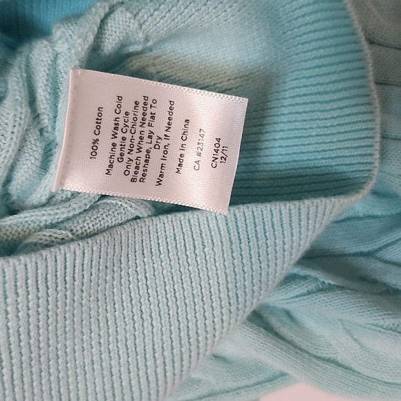 Talbots Blue Cable Knit Cardigan Sweater - Picture 5 of 7